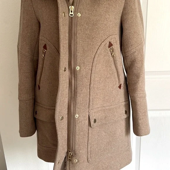 J. Crew Stadium Cloth Tan Wool Coat Jacket Womens Sz 8